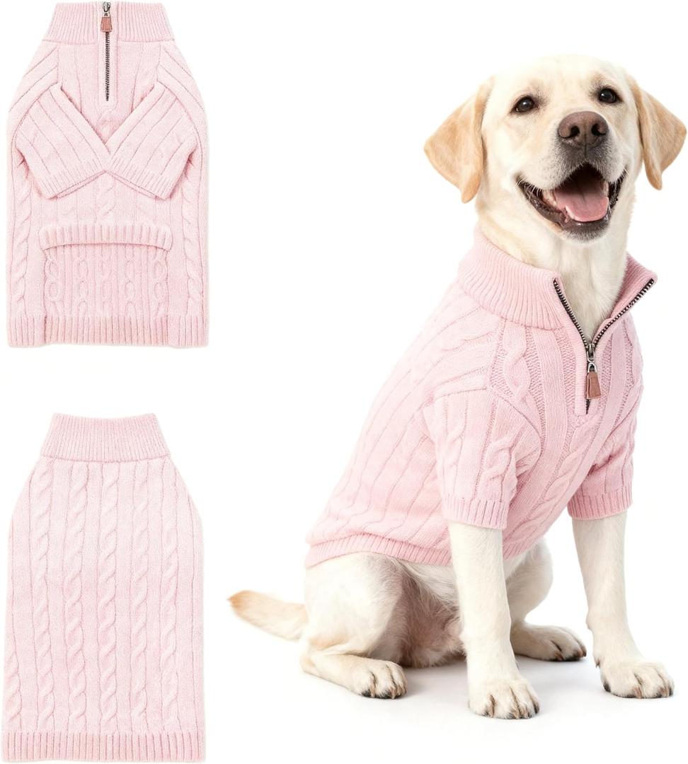 Small/Medium Dog Sweater, Warm Dog Winter Coat w/Sleeves, Comfortable High Neck Premium Dog Clothes for Labrador-Best for Holidays, Daily Walks XL Pink (Pink(Order One Size Up))