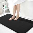 OLANLY Thick Memory Foam Large Bathroom Rugs 40x24, Extra Soft Absorbent Bath Rug, Quick Dry Bath Mats, Non-Slip, Machine Washable Carpet for Bathroom, Tub and Shower, Home Decor Accessories, Black