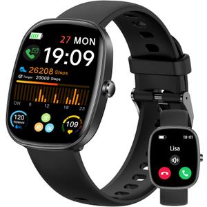 Smart Watch for Men Women Make/Answer Calls,1.83" Fitness Tracker with Blood Pressure/SpO2/Heart Rate Monitor/Sleep Tracker, Pedometer, 123+ Sport Modes, IP68 Waterproof Fitness Watch for Android&iOS (Black)