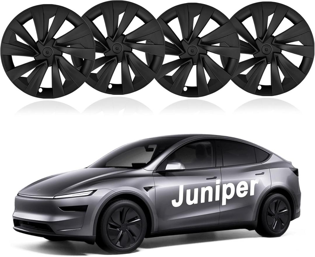 Upgraded 2025 Model Y Juniper Wheel Covers for Tesla Accessories 2025 19 Inch Rim Protectors (Set of 4) with Enhanced Elasticity Wheel Cover Replacement (Black)