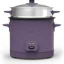 bella 16 Cup Rice Cooker with Steamer, Dishwasher Safe Steaming Basket, Rice Paddle and Measuring Cup, Removable Nonstick Cooking Bowl, Automatic Keep Warm Function, 400 Watt, Plum