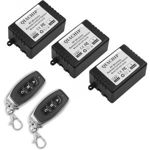 DC 12V 1CH 433Mhz RF Wireless Relay Module Remote Control Switch 2 Smart Transmitter with Receiver for Entrance Control, Car Light 164ft Long Range (3relays)