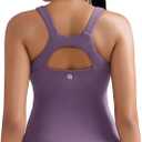 RUNNING GIRL Workout Tops for Women,Racerback Purple Tank Tops with Built in Bras,Padded Sports Bra Yoga Tank Athletic Tops(BX3119_Purple_XXL) (XXL)