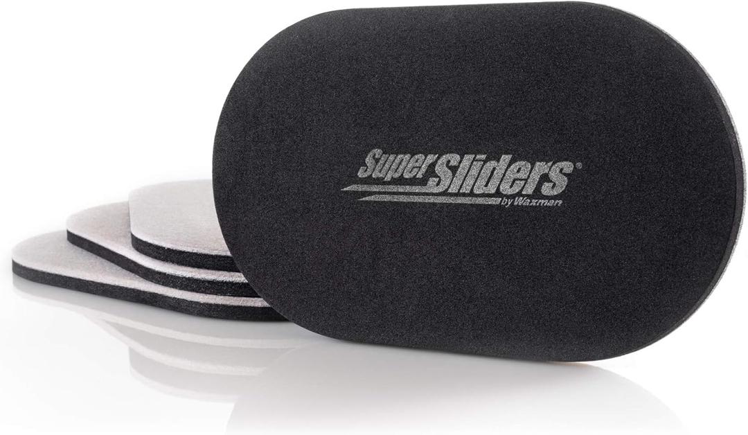 Super Sliders 5 3/4" x 9" Oval Reusable Furniture Sliders for Hard Surfaces - Effortless Moving and Surface Protection, Beige (4 Pack)
