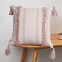 blue page Boho Throw Pillow Covers 20x20 Neutral Tufted Decorative Pillows Cover for Bed, Large Square Couch Pillow Cover Modern Accent Farmhouse Throw Pillow Case, Pink