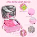 PainZieteg Pink Lunch Box for Girl with 10oz Thermo 6 Compartment Bento Set