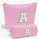 YOOLIFE Valentines Day Gifts for Kids Teen Girls Women | Initial Makeup Bag | Pink Cosmetic Bag Travel Bags | 11 12 13 14 15 16 Years Old Girl Gift Teacher Gift Teen Girl Gifts Trendy Stuff A