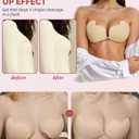 Backless Strapless Bra for Push Up, 2 Pairs Thick Padded Adhesive Invisible Sticky for Women and Wedding Dress (Beige)