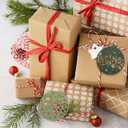 AMS 24 PCS Christmas Hanging Ornaments Wood Slices Set 2.8" Wooden Decorations for Xmas