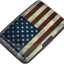 ELFISH Mini RFID Aluminum Wallet Credit Cards Holder Business Card Case Metal ID Case for Men Women (Flag)