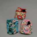 Leekalos Reusable Washable Dog Diapers Female (3 Pack) - Highly Absorbent Doggie Diapers - Size Adjustable Puppy Diapers for Dog Period Panties (Small, Flora) (Small (Newborn-10.5" Waist), Flora(Gray Lining))