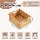Layhit 4 Pcs Wicker Storage Basket Water Hyacinth Handwoven Baskets with Handles Foldable Woven Organizer Multipurpose Wicker Storage Bins for Bedroom Living Room(16.5 x 13 x 7.5'',Natural)