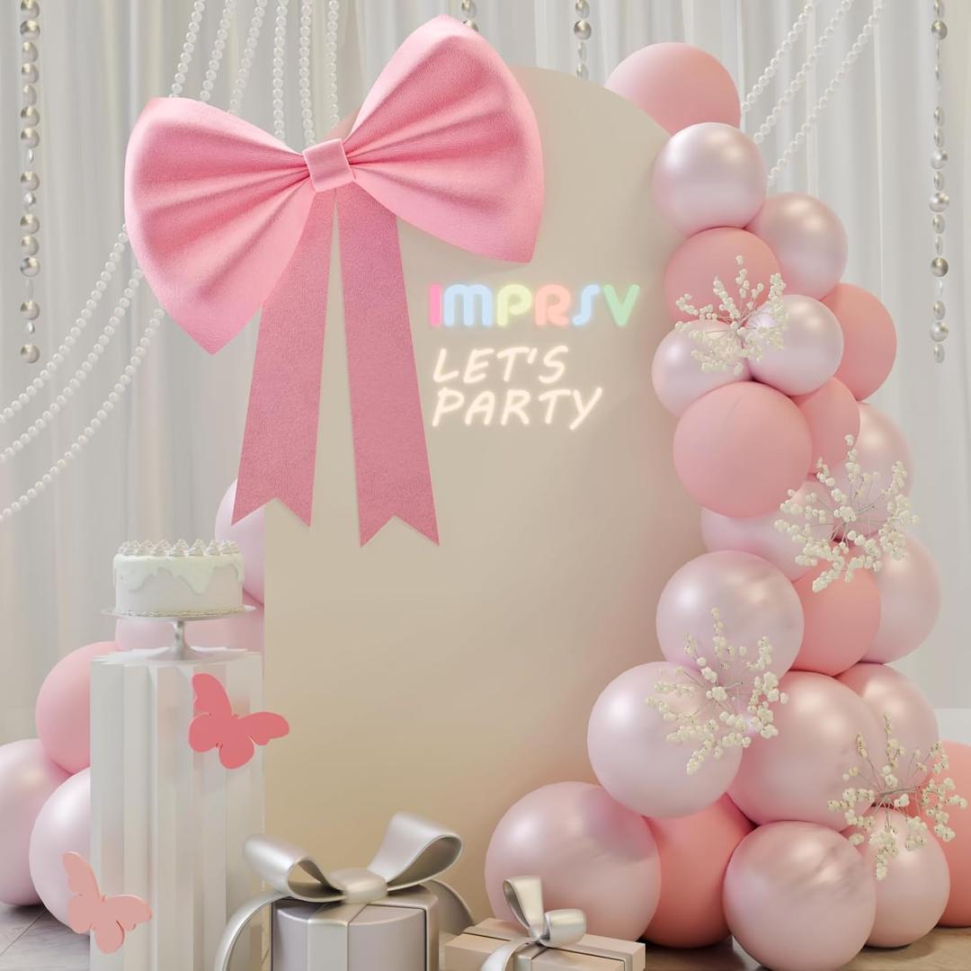 imprsv Bow Party Decorations 25x35in Pink Bow Decor, Coquette Birthday Decorations for Wedding Engagement Baby Shower, Giant Coquette Room Decor for Girls Women