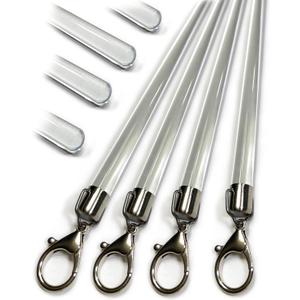 46 inch (4 Pack) Steel Cap Acrylic Curtain Pull Wand - 2 inches shy of 48 inch - Versatile Curtain Wand - Invisible Drapery Wand - Clear Drapery Pull Rod (46 Inch)