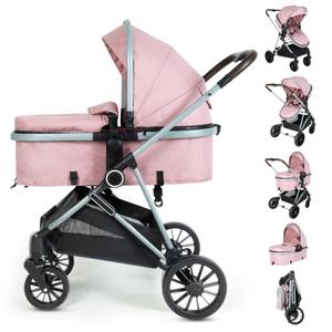 2-in-1 Baby Stroller with Bassinet Mode - Folding Infant Newborn Pram with Reversible Seat - for 0-36 Months Baby Girl Pink