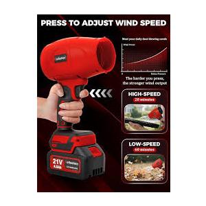 CordlessLeafBlowerElectric Leaf Blower for Lawn Care 560 CFMHandheld Blower Portable with Battery and Charger with 21V4.0Ah2 Batteries, Lightweight Blower for Patio Cleaning dust Red