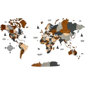 WoodLeo Wooden World Map 3D Art Large Wall Decor - Size (M, L, XL) Any Occasion Gift Idea - Wall Art For Home, Kitchen or Office