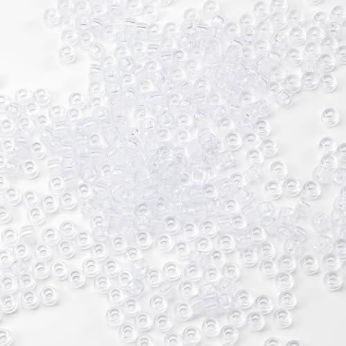 Gxueshan 1000 Pcs Acrylic Translucent White Clear Pony Beads 6x9mm Bulk for DIY Friendship Bracelet Necklace Jewelry Making Earring Hair Braiding Braids Kandi Beads