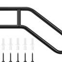 VIVOSUN Outdoor Handrail, 3 Step Stair Handrail, 27.5" x 18.5" Fits 1 to 3 Steps, U-Shaped Wrought Iron Stair Railing, Wall-Mounted Safety Rail for Concrete Step, Porch Steps, One-step Assembly, Black