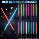 Lightsaber 2 Pack RGB 15 Colors Metal Hilt FX Light Saber attery Rechargable 2-in-1 Double-Bladed FX Dueling Light Saber Cosplay Toy 3 Sound Mode Light Sword Forge, Medium