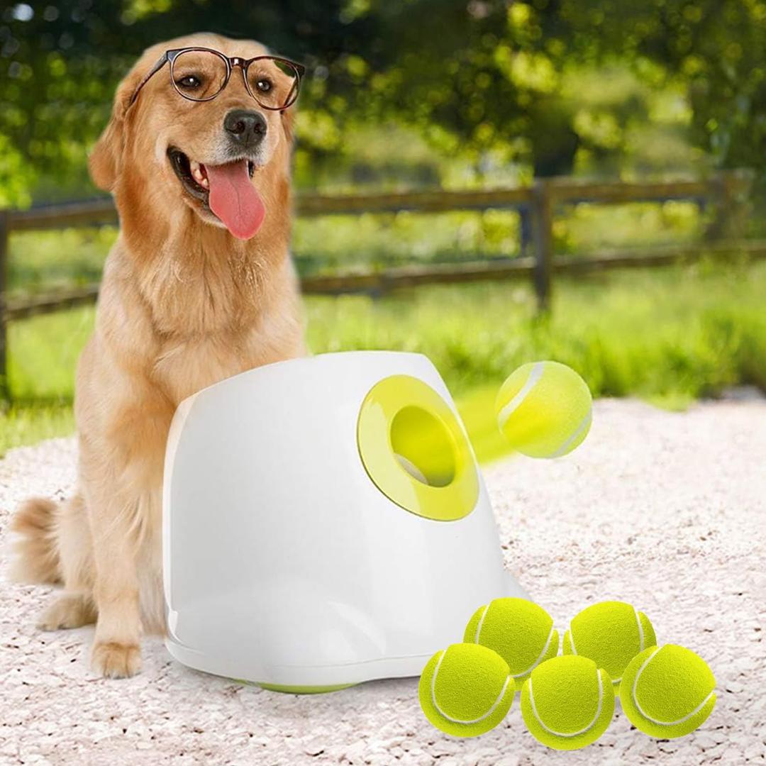 ALL FOR PAWS Automatic Dog Ball Launcher for Medium to Large Dogs, Interactive Dog Ball Thrower Mental Stimulation Dog Toys, Dog Tennis Ball Machine with Standard Tennis Balls, Rechargable & Reliable (Max)