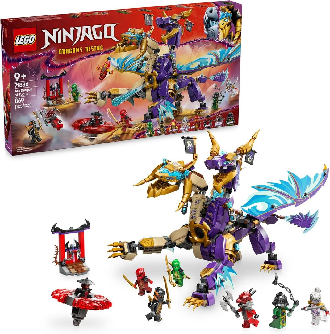 LEGO NINJAGO Arc Dragon of Focus Battle Playset - Kids Toy for Ages 9 and Up - Birthday Gift Idea for Boys and Girls - Dragons Rising Toy with 8 Ninjago Minifigures - 71836