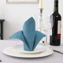 H.VERSAILTEX Linen Textured Cloth Napkins Set of 12 (18" X 18") Linen Textured Dinner Napkins Waterproof Extra Soft Thick Durable Reusable Napkins with Hemmed Edges, Heather Storm Blue