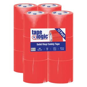 Aviditi Tape Logic Multipurpose Solid Vinyl Safety Tape, (Bulk Pack of 12) 4 Inch x 36 Yards, Red, Heavy-Duty 6 Mil Thick - Moisture/Grease Resistant, Floor Marking and Social Distancing (T9436R)