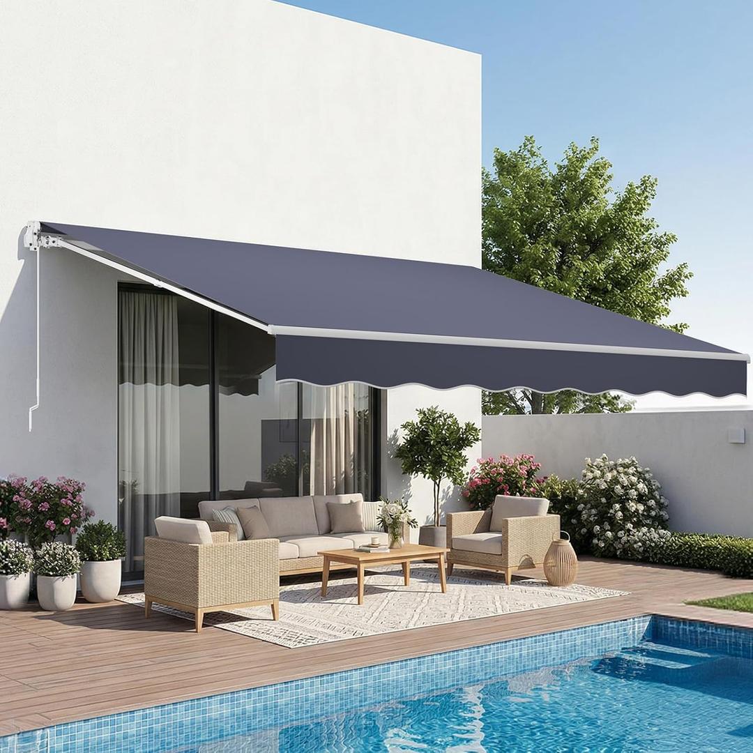 VEVOR Manual Retractable Awning 13.1' x 9.8' Outdoor Patio Awning Sun Shade