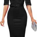 Women's Church Dresses 3/4 Sleeve Sexy V Neck Vintage Pencil Dress Mermaid Dress for Business, L