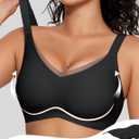 OEAK Womens Wireless Jelly Bras V Mesh Comfortable Bralette Supportive Tshirt Bra No Underwire Seamless Push Up Everyday Bras (Black, XXXL)