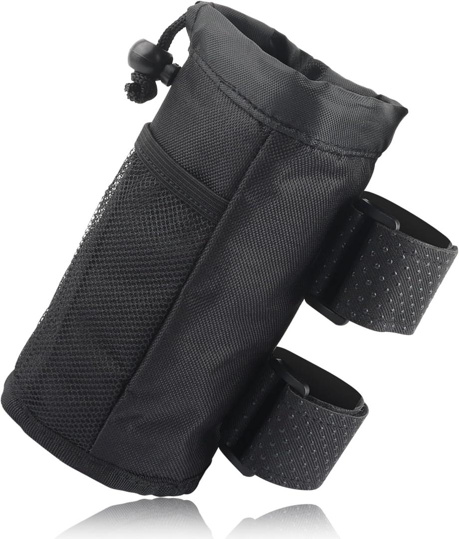 Bike Cup Holder/Bike Water Bottle Holder,Removable Water Bottle Holder for Bike with Mesh Pocket&Oxford Cord Lock,Universal Cup Holder Motorcycle Accessories for ATV Bicycle Scooter