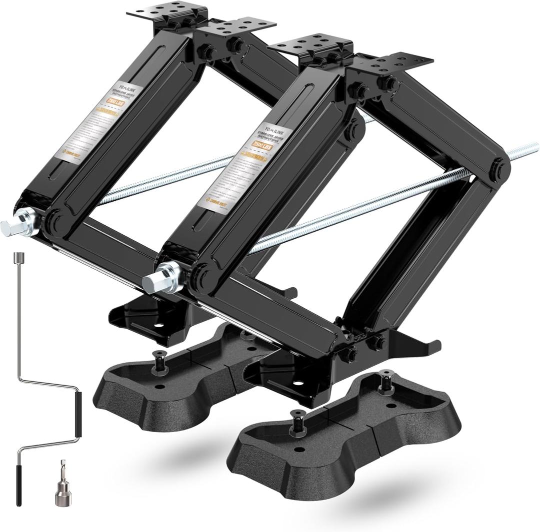 YOMILINK 7500lbs RV Scissor Jacks with Pads, Stabilizer Leveling Heavy Duty Jacks, 24" for Travel Trailer Camper, Set of 2