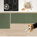 JSEI Kitchen Rugs, 2PCS Non-Slip Kitchen Mats for Floor, Machine Washable Absorbent and Stain Resistant Kitchen Runner, Carpet Mats with TPR Backing for Kitchen, 24”x36”+24”x60”, Green