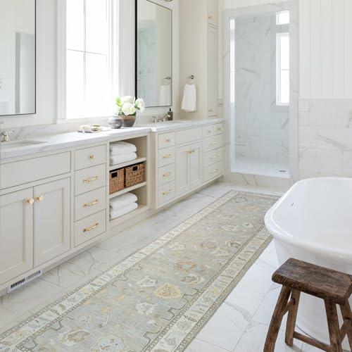 Fame Rugs Brown Modern Oushak Rug 2'6"x10, Vintage Turkish Colorful Oriental Antique Inspired Foldable Long Washable Runner Rugs, Luxury Living Room Bedroom (382MB, 2'6" x 10')