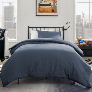 SLEEP ZONE Duvet Cover Twin/Twin XL Size, Stone Washed, Soft and Comfortable with Natural Wrinkles, Easy Care, Gift-Wrapped, Safe and Skin-Friendly(Flint Stone Blue, Twin/Twin XL)