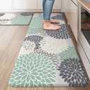 KIMODE Cushioned Anti Fatigue Rugs Sets of 2, Ergonomic Standing Kitchen Mat 2PCS, Boho Kitchen Mats for Floor Stain Resistant, Non Slip Kitchen Sink Rug Waterproof, 20"x32"+20"x47", Teal (Bluish Blue)