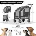 EchoSmile 4 Wheels Pet Stroller, Dog & Cat Stroller for All-Season, Lightweight Carrier with Storage Basket, Adjustable Handle, Removable Pad, Breathable Mesh, Up to 135 lbs, Black (Black)