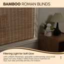 Cordless Bamboo Roman Shades, Light Filtering Bamboo Shades Blinds Window Treatment Roll Up Blind for Windows, 36" W x 64" H, Natural