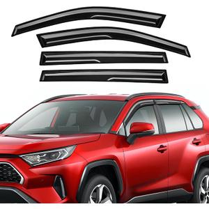 Rain Guards Fit for Toyota RAV4 2019 2020 2021 2022 2023 2024 2025, Tape-On Window Deflector Extra Durable Side Sun Rain Guard 2019-2025 RAV4 Visor Deflectors Black 4 PCS