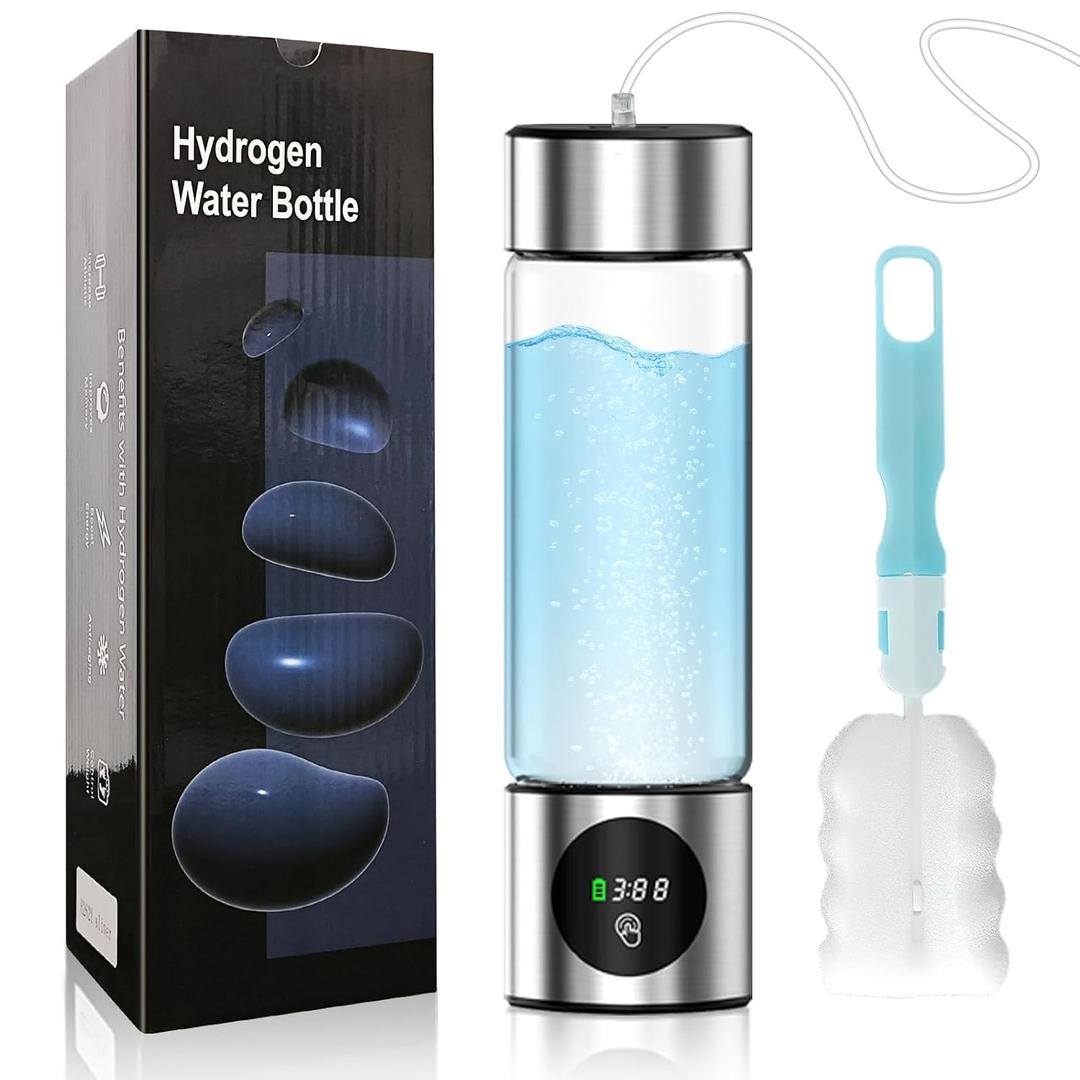 Hydrogen Water Bottle 460 ML with Nasal Cannula SPE&PEM Technique Hydrogen Water Generator-3000PPB+ with The Third Test Certificate with LCD Display