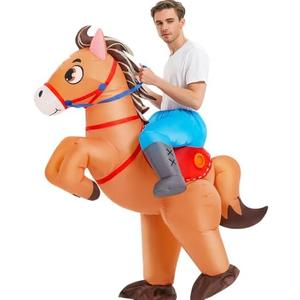 KOOY Inflatable Horse Costume Adult Blow Up Riding Cowboy Cowgirl Costume Funny Ride On Horse Suit for Men Women Halloween, L KOOY Inflatable Horse Costume Adult Blow Up Riding Cowboy Cowgirl Costume Funny Ride On Horse Suit for Men Women Halloween, L