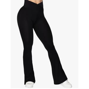 Sunzel Flare Leggings, Crossover Yoga Pants with Tummy Control, High-Waisted and Wide Leg M