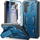 FNTCASE for Samsung-Galaxy S23+Plus Case: Dual Layer Protective Textured Cover & Rugged TPU Shell with Kickstand | Military Grade Drop Protection | Heavy Duty Cell Phone Protector(Blue)
