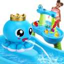 XANGNIER Cute Marine Animal Water Table Pump, Rechargeable Battery Powered, 5 Hours Playtime, 3 Adjustable Water Flow Modes,USB Charging,Portable Summer Outdoor Water Toy,Water Table Accessories