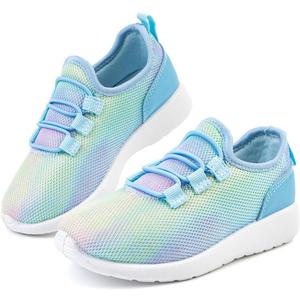 HIITAVE Girls Shoes Kids Slip on Tennis Sneakers Walking Running Athletic Gym Shoes (8 Toddler, Tie Dye Teal)