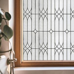 ADD.HERES Window Privacy Film, Stained Glass Decorative Static Cling, Removable Sun Blocking Vinyl Covering,Window Film for Home Kitchen Living Room, Dusseldorf, 29.5" x 78.7"