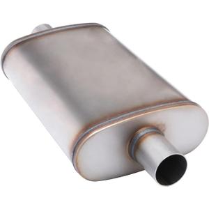 Universal 409 Stainless Muffler Straight-Through Performance Muffler Exhaust, center in | center out 