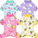 XPUDAC 4 Pack Dog Pajamas, Soft Cute Puppy Clothes, Comfy Dog Pjs Onesie Lightweight Pet Outfit for Small Medium Dogs Girl Boy, S