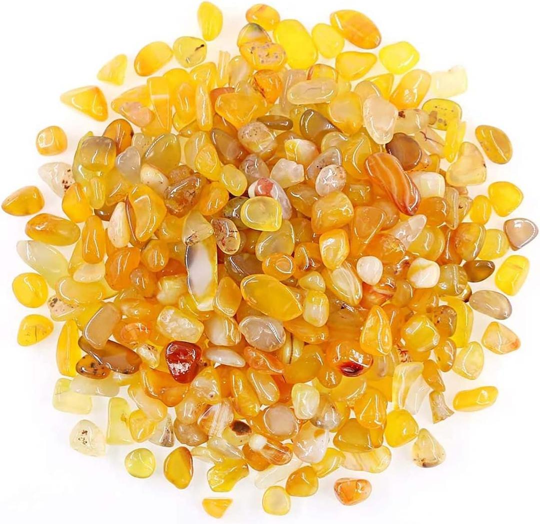 1 Lb (460 g) Yellow Agate Stones Decorative Rocks Irregular Gemstone Natural Crystal Pebbles Crushed Quartz Pieces for Jewelry Making/Handwork Craft/Home Decoration